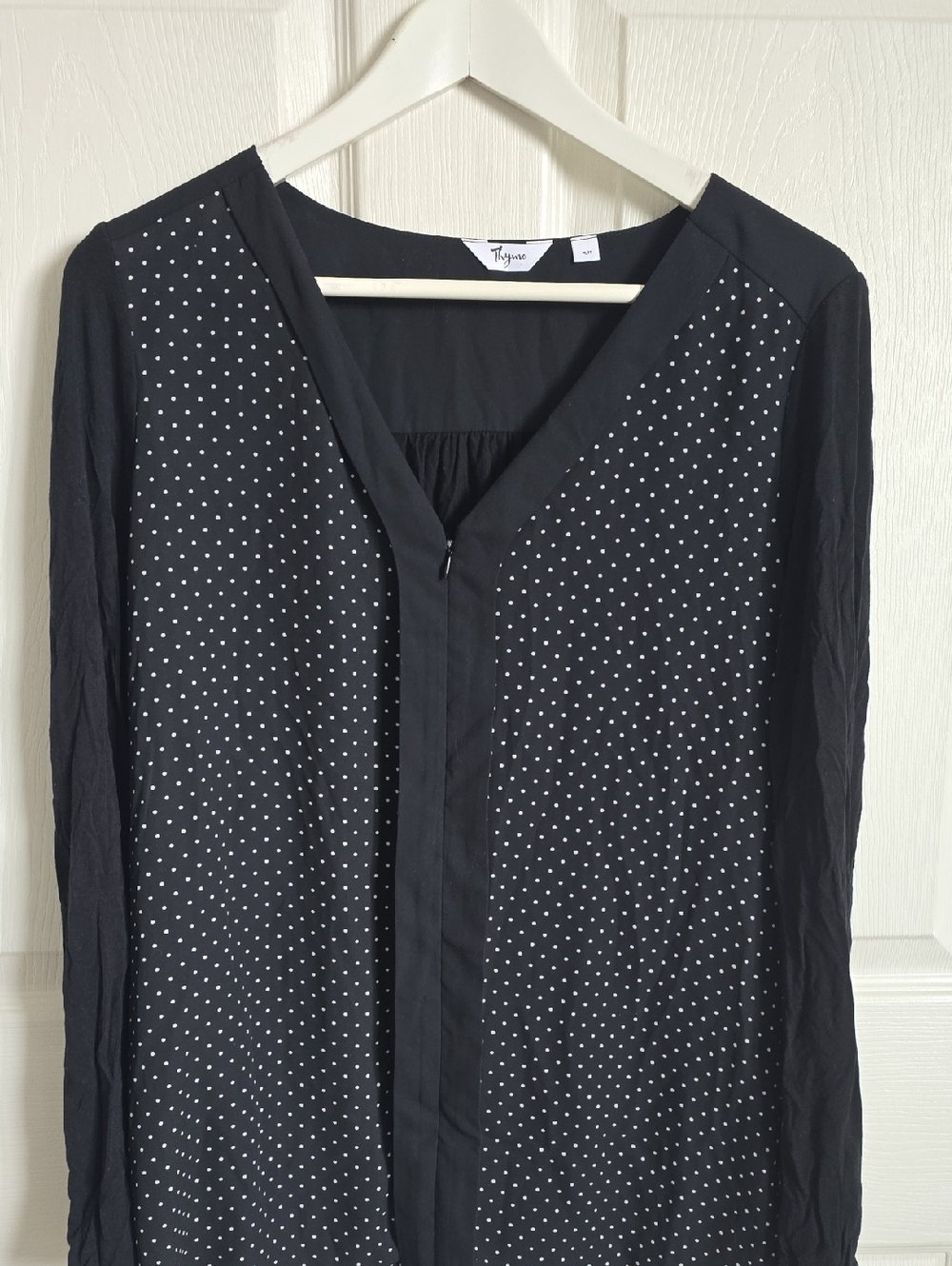 Thyme Maternity Black Polka Dot Maternity Blouse - NURSING FRIENDLY